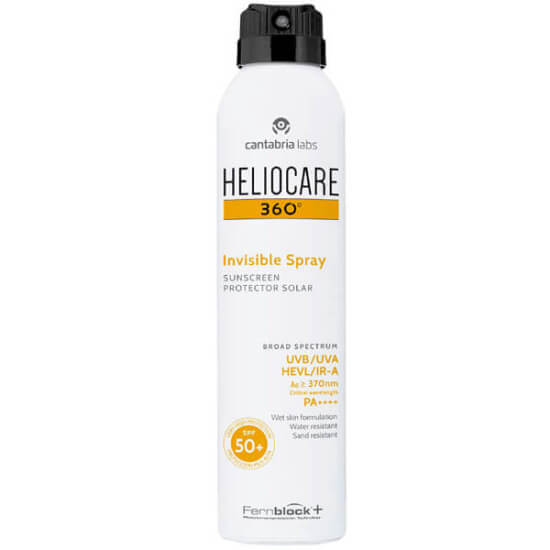 Heliocare 360 Invisible Spray SPF 50 200 ml şeffaf güneş spreyi, suya kuma dayanıklı, hızlı emilen UVB UVA görünür IR koruma- 1