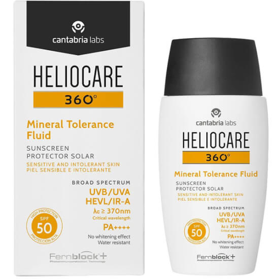 Heliocare 360 Mineral Tolerance Fluid SPF 50 50 ml mineral filtreli akışkan güneş kremi, UVA UVB koruma, titanyum dioksit çinko oksit- 1