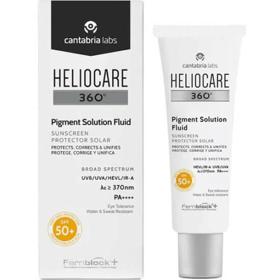 Heliocare 360 Pigment Solution Fluid SPF 50 50 ml likit yüz güneş kremi lekeli ciltler için UVA UVB IR-A koruma suya dayanıklı- 1