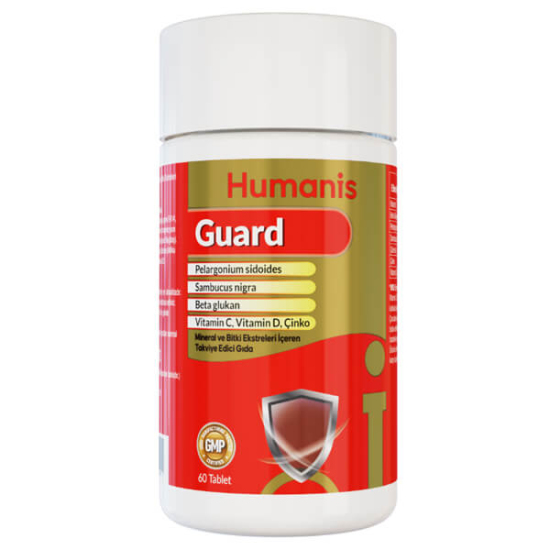 Humanis Guard 60 tablet C 1000 mg çinko 15 mg D3 12 mcg beta glukan kara mürver afrika sardunyası çörek otu- 1