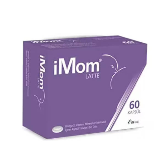 İmom Latte Omega 3 60 kapsül takviye edici gıda balık yağı 200 mg DHA 100 mg EPA 20 mg şeker gluten laktoz içermez- 1