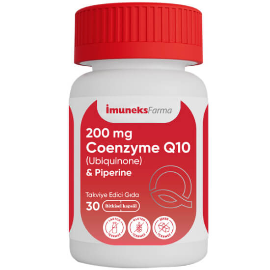 İmuneks Coenzyme Q10 200 mg 30 tablet koenzim Q10 takviye, piperin 5 mg, laktoz glüten şeker içermez- 1