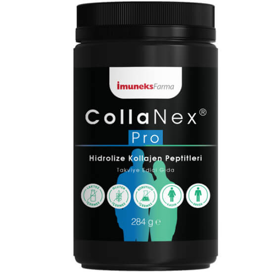 İmuneks Collanex Pro 284 gr hidrolize sığır kollajen peptitleri toz, 1 ölçekte 10 g; laktoz glüten koruyucu içermez- 1