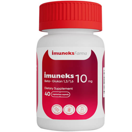 İmuneks Farma Beta Glukan 10 mg 40 kapsül takviye, beta glukan 1,3/1,6 içerir, yetişkinler için günde 1 kapsül- 1
