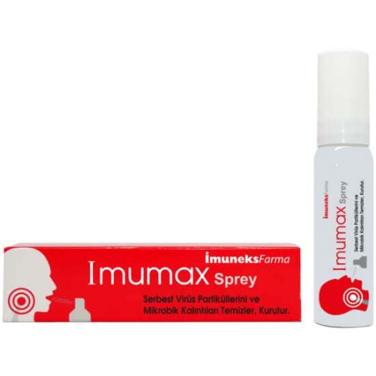 İmuneks İmumax Spreyi 30 ml ağız spreyi, gliserol bal su içerikli, Vitis vinifera ve Sambucus nigra özütlü- 1