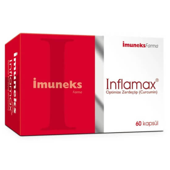 İmuneks İnflamax Optimize Zerdeçöp Curcumin 60 kapsül gıda takviyesi zerdeçal ekstresi Curcuma longa her serviste 93 mg kurkumin- 1