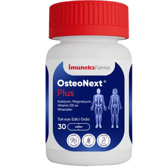 İmuneks Osteonext Plus 30 tablet kalsiyum 800 mg magnezyum 250 mg çinko bor D3 bakır selenyum şeker gluten laktozsuz- 1