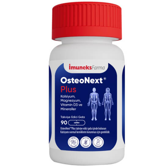 İmuneks Osteonext Plus 90 tablet kalsiyum 800 mg magnezyum 250 mg çinko 10 mg D3 10 µg bor bakır selenyum takviye- 1