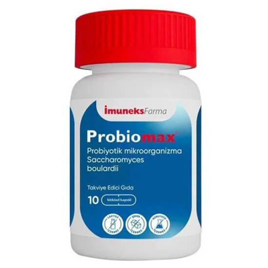 İmuneks Probiomax 10 kapsül probiyotik takviye, Saccharomyces boulardii 5x10⁹ kob, 11 yaş üzeri- 1