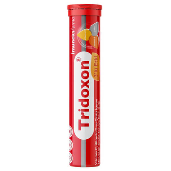 İmuneks Tridoxon 3lü Etki 15 efervesan tablet C vitamini 1000 mg D vitamini 10 µg çinko 10 mg ahududu aromalı- 1