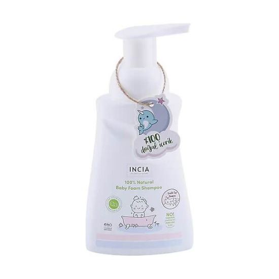  Incia Organik Sertifikalı Bebek Köpük Şampuanı Saç Vücut Lavanta Konak Önleyici Yenidoğan 200 ml - 1