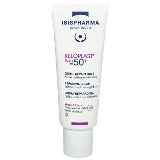 Isispharma Keloplast Scars SPF 50 krem 40 ml hasarlı hassas cilt için mineral filtre UVA UVB yüksek koruma paraben parfüm yok- 1