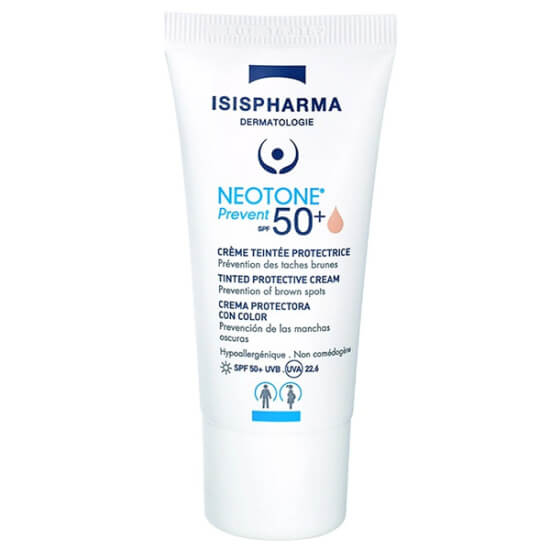 Isispharma Neotone Prevent SPF 50+ Light 30 ml renkli mineral güneş kremi %100 UVA/UVB filtre mavi ışık koruma- 1