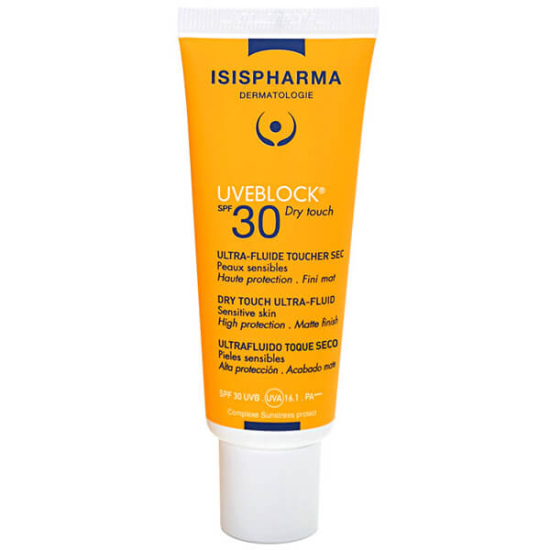 Isispharma Uveblock SPF 30+ Dry Touch Ultra Fluid 40 ml mat bitişli hızlı emilen beyaz iz bırakmayan güneş kremi- 1