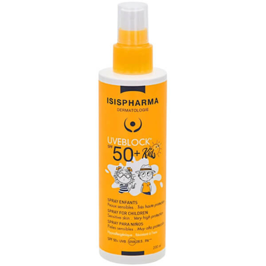 Isispharma Uveblock SPF 50+ çocuk güneş koruyucu sprey 200 ml, UVA UVB koruma, kolay emilen sprey form- 1