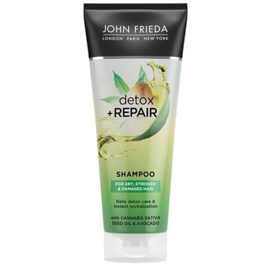 John Frieda Detox Repair Şampuan 250 ml, detox etkili onarıcı şampuan, kuru ve yıpranmış saçlar için nem destekli- 1