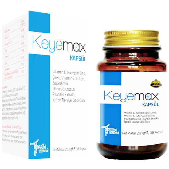 Keyemax 36 kapsül takviye edici gıda 60 mg C vitamini 10 mg çinko 10 mg koenzim Q10 lutein zeaksantin E vitamini- 1