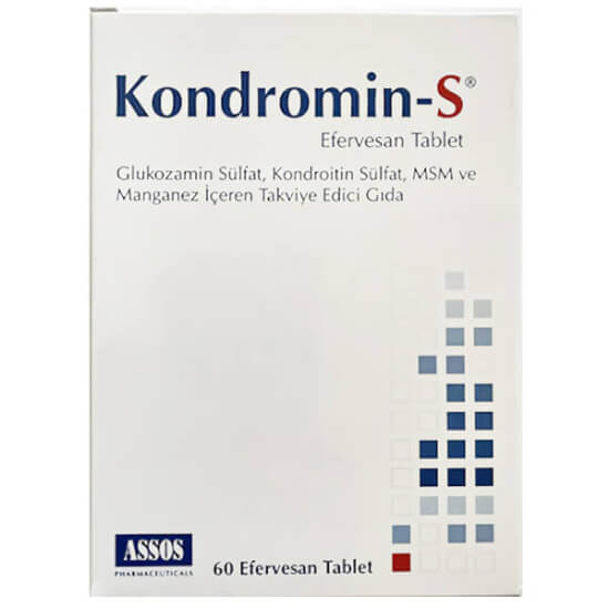 Kondromin-S 60 tablet efervesan takviye gıda 750 mg glukozamin 600 mg kondroitin sülfat 300 mg MSM manganez- 1