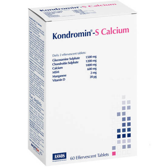 Kondromin-S Calcium Efervesan 60 tablet efervesan, glukozamin sülfat 1500 mg, kalsiyum 1000 mg, D3 400 IU- 1