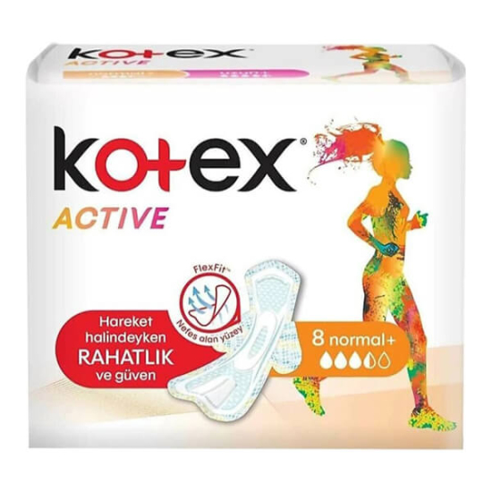 Kotex Active Normal kadın pedi tekli paket 8 adet normal boy ekstra koruma günlük kullanım emici ped- 1