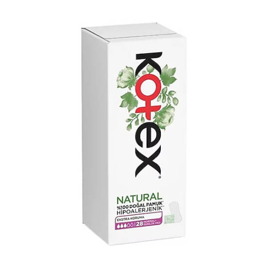 Kotex Natural hipoalerjenik ekstra koruma hijyenik ped 28li günlük kullanım için doğal pamuklu güvenli hijyen- 1