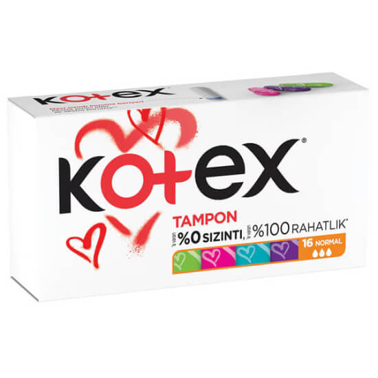 Kotex Tampon Normal 16 adet 16li paket pratik kullanım günlük hijyen için tampon formu- 1