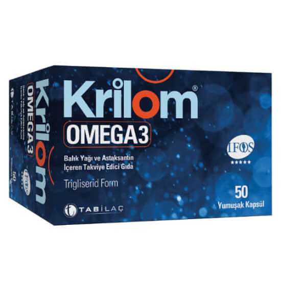 Krilom Omega 3 50 yumuşak kapsül balık yağı 1900 mg Omega 3 1280 mg EPA 680 mg DHA 470 mg astaksantin 220 μg- 1