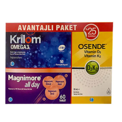 Krilom Omega3 50 Kapsül Magnimore Allday 60 Tablet Osende D3k2 20 Ml Avantajlı Paket - Tab İlaç