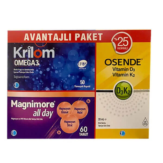  Krilom Omega3 50 Kapsül Magnimore Allday 60 Tablet Osende D3k2 20 Ml Avantajlı Paket - 1