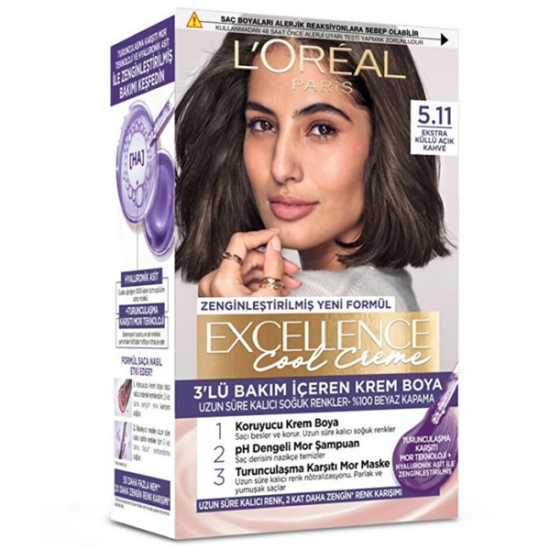  L Oreal Paris Excellence Cool Creme 5.11 Ekstra Küllü Açık Kahve Saç Boyası - 1