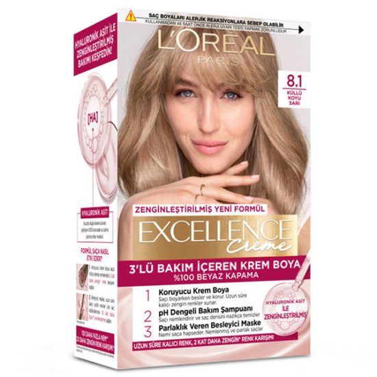 L Oreal Paris Excellence Creme Saç Boyası No: 8.1 Küllü Koyu Sarı - 1
