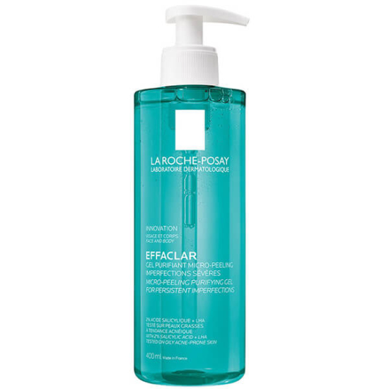 La Roche Posay Effaclar Mikro Peeling Jel 400 ml salisilik asit ve LHA içeren yağlı akneye eğilimli cilt temizleyici- 1