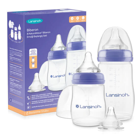Lansinoh Başlangıç Biberon Seti 160 ml ve 240 ml biberonlar hızlı akış biberon emziği aksesuar seti- 1