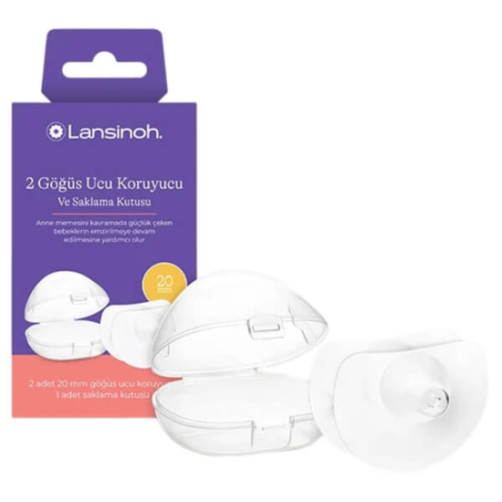 Lansinoh göğüs ucu kalkanı koruyucu 20mm ultra ince esnek silikon, BPA BPS içermez, emzirmeye destek kalkan seti- 1
