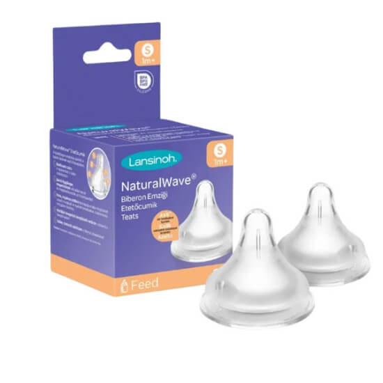 Lansinoh Natural Wave biberon emziği 2li set, anne göğsü hissi veren silikon emzik ucu, doğal kavrama akışı- 1