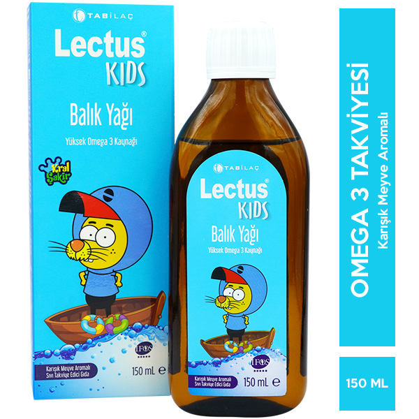 Lectus Kids Kral Şakir Karışık Meyve Aromalı Balık Yağı 150 ML