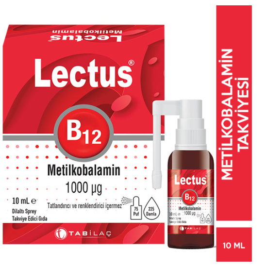 Lectus Metilkobalamin B12 Dil Altı Sprey 10 ML - 1