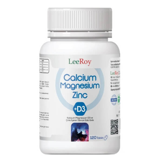 Leeroy Calcium Magnesium Zinc 120 Tablet, kalsiyum magnezyum çinko ve D3 vitamini içeren gıda takviyesi 120 tablet- 1