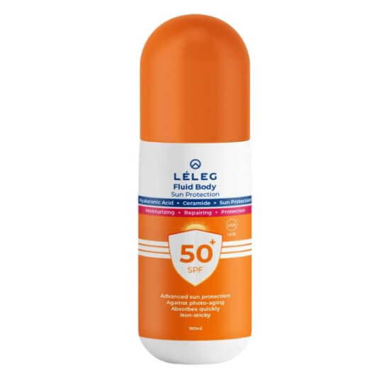 Leleg Fluid Body SPF50 güneş losyonu 150 ml, vücut için yüksek koruma faktörlü güneş kremi şişe ürün görseli- 1