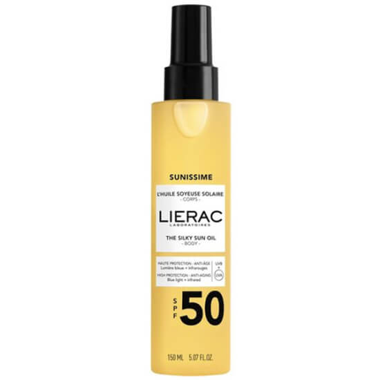 Lierac Sunissime Silky Sun Oil SPF50 150 ml ipeksi vücut güneş yağı UVB UVA filtreli yüksek koruma aydınlık görünüm- 1