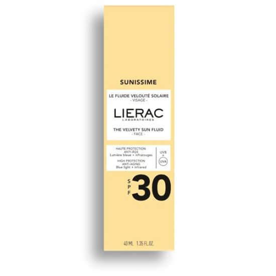Lierac Sunissime The Velvety Sun Fluid Face SPF30 40 ml yüz güneş koruyucu fluid, kadife dokulu UVA UVB koruma- 1
