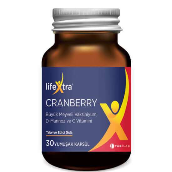 Lifextra Cranberry 30 yumuşak kapsül takviye edici gıda 250 mg cranberry ekstresi 200 mg D-Mannoz 50 mg C vitamini- 1