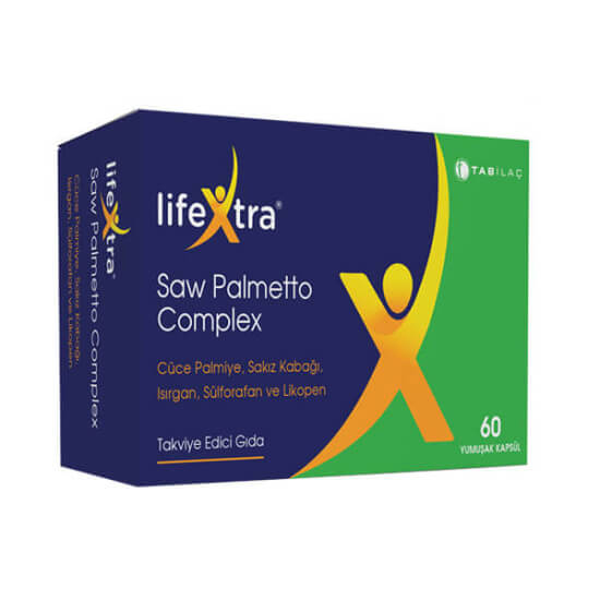 Lifextra Saw Palmetto Complex 60 yumuşak kapsül kutusu, cüce palmiye 320 mg, ısırgan 300 mg, çinko 10 mg- 1