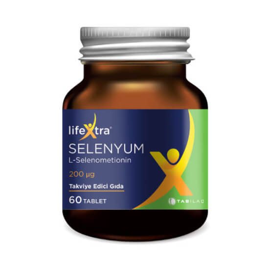 Lifextra Selenyum 60 tablet takviye edici gıda kutusu her tablette 200 µg L-selenometionin selenyum içerir- 1