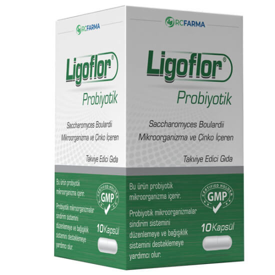 Ligoflor Probiyotik 10 kapsül 5 milyar CFU Saccharomyces Boulardii ve 5 mg çinko glukonat helal belgeli- 1