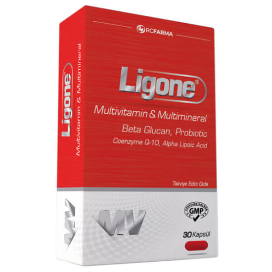Ligone Multivitamin Multimineral 30 kapsül, 100 mg beta glukan, 2 milyar CFU probiyotik, C vitamini 120 mg- 1