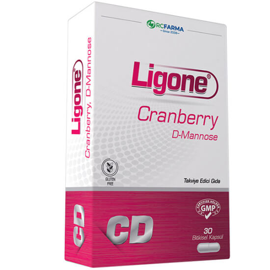 Ligone Cranberry D-Mannose 30 bitkisel kapsül takviye, 250 mg cranberry ekstresi, 250 mg D-mannoz, 70 mg C vitamini- 1