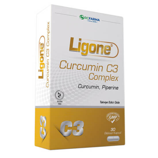 Ligone Curcumin C3 Complex 30 bitkisel kapsül 500 mg kurkumin C3 Complex 5 mg Bioperine vegan 30 kapsül- 1