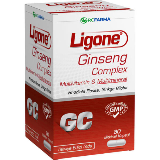 Ligone Ginseng Complex multivitamin multimineral 30 bitkisel kapsül Panax ginseng Rhodiola Ginkgo biloba Koenzim Q10- 1