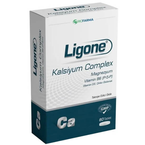 Ligone Kalsiyum Complex 60 kapsül 800 mg kalsiyum 200 mg magnezyum D3 1000 IU K2 50 mcg takviye- 1